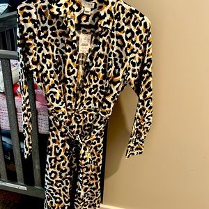Animal print button down shirt dress